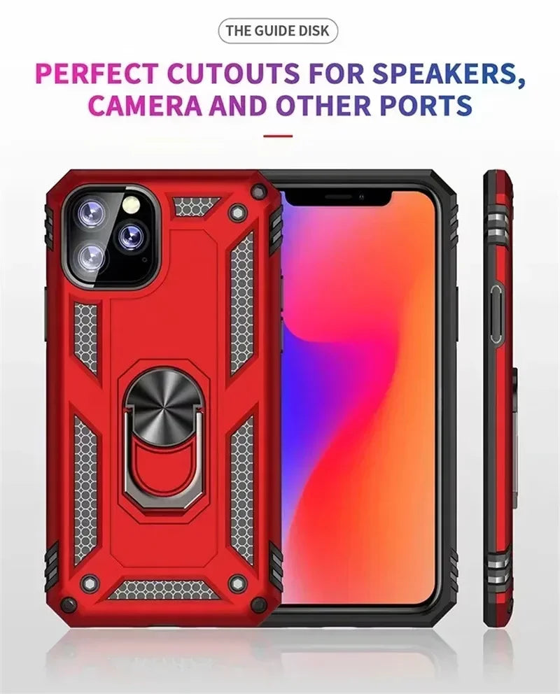 Armor Shockproof Case for iPhone 16 15 14 Plus 13 12 11 Pro Max Magentic Ring Finger Holder Military Grade Case for iPhone Cover - Caseverse