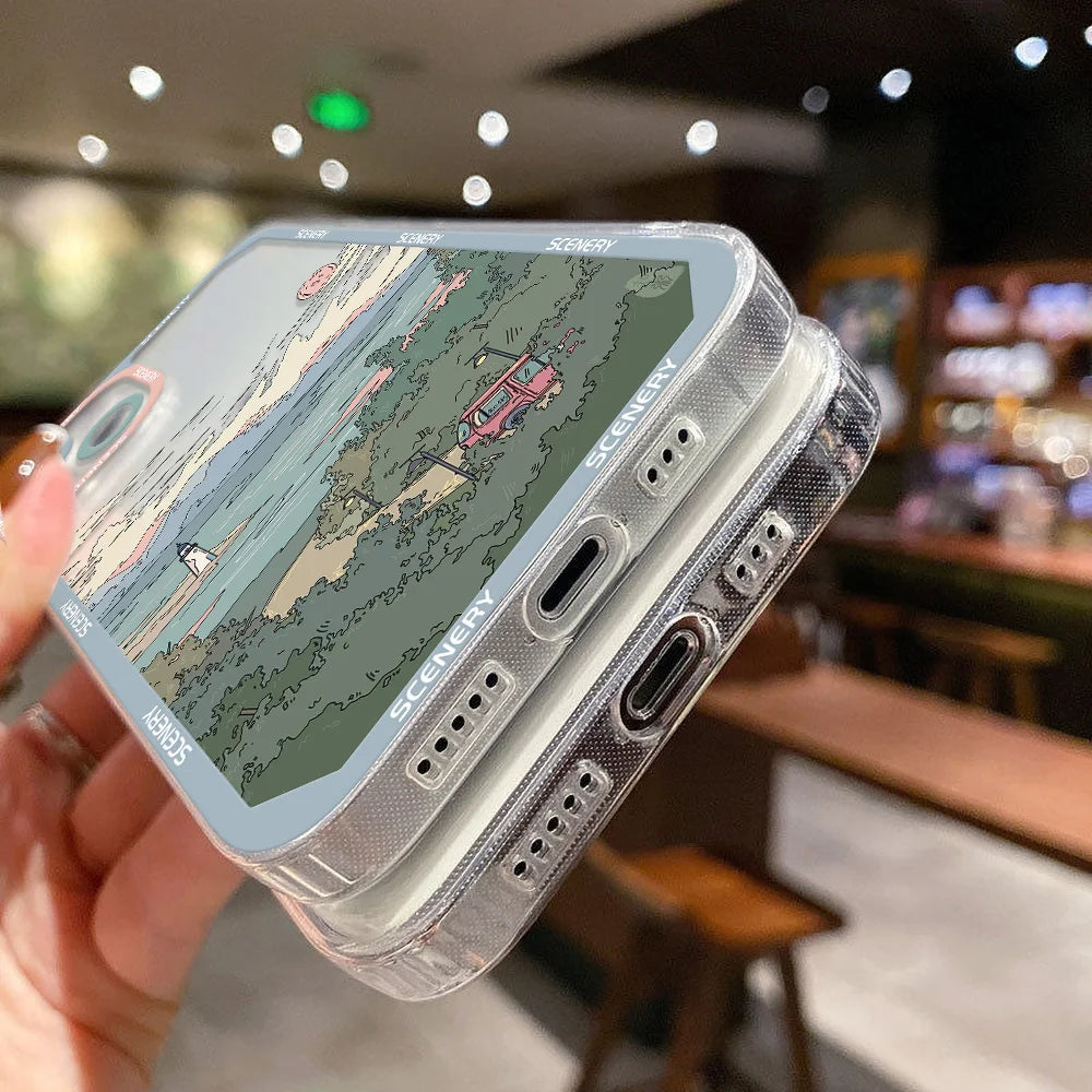 Scenery Sunset Phone Case For IPhone 11 14 12 13 Pro Max iphone11 14promax XR XS Max X 7 8 Plus SE 2020 Shockproof Clear Cover - Caseverse