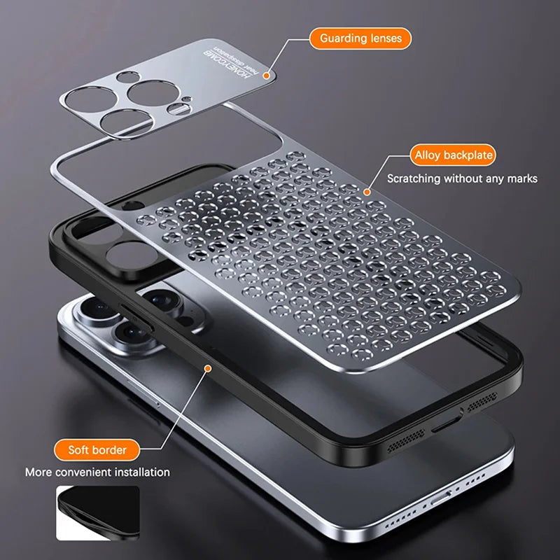 Aluminum Alloy Phone Case For iPhone 16 Pro Max 15 14 13 Metal Breathable Back Cover Caseverse
