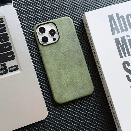 Luxury Business Vintage Leather Magnetic Phone Case for IPhone 16 Plus 15 14 13 12 Pro Max Metal Camera Frame Shockproof Cover Caseverse