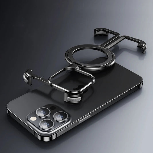 Metal Frame Magsafe Phone Case for iPhone 16 15 14 13 Pro Max Wireless Charging Aluminum Alloy Frameless Holder Shockproof Cover Caseverse