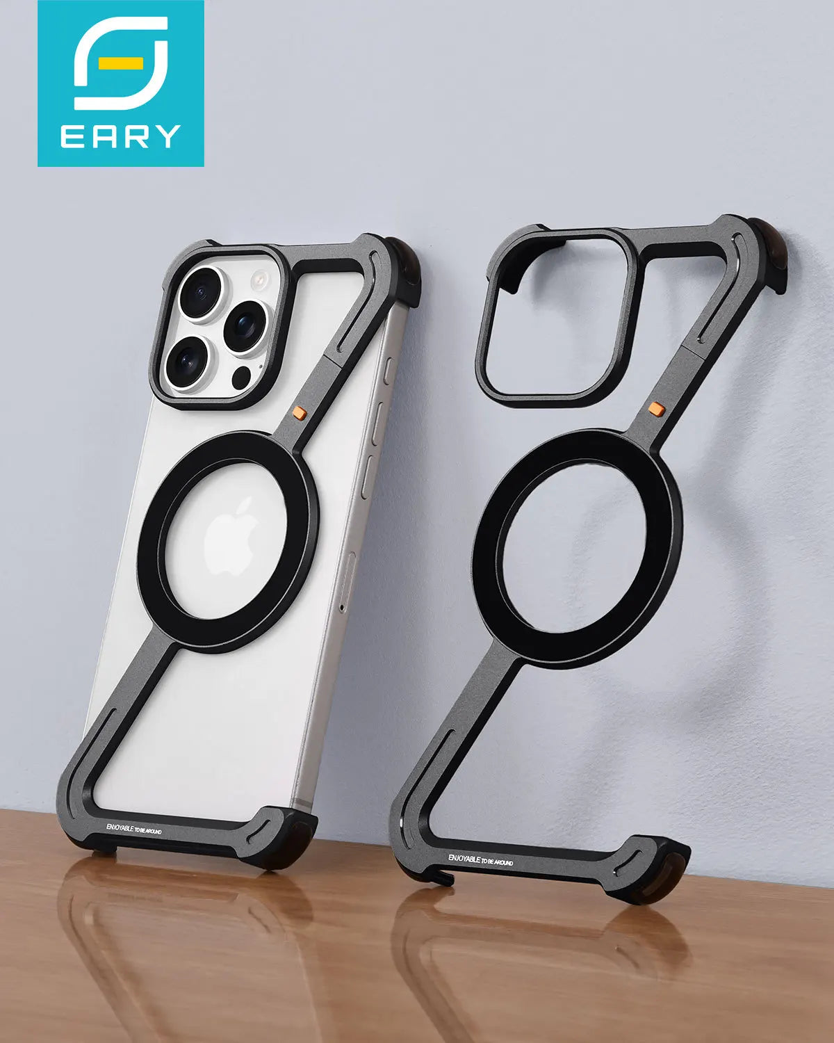 Eary Aluminum Alloy Z-Shape Phone Case for iPhone 16 Pro Max Metal Frameless Magnetic Bumper Minimalist Slim Protective Cover