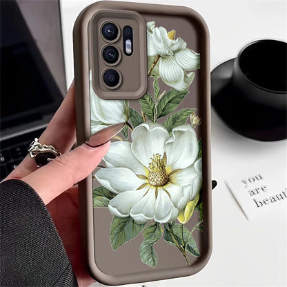 Flower Painted Phone Case For Oppo Reno 6 Pro Plus 5G Reno6 Silicone Anti Drop Soft Cover Funda - Caseverse