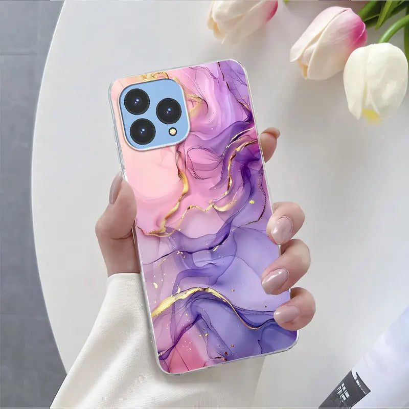 For Cubot P80 Case 2023 Luxury Phone Case For Cubot P80 6.58" Marble Butterfly Flower Clear Soft Silicone TPU Protective Cover - Caseverse