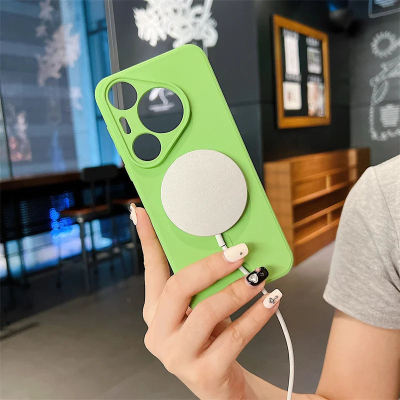 Silicone Magnetic Phone Case for Huawei Pura 70 Pro Plus Ultra Magsafe Wireless Charging Anti Drop Protective Cover Bumper - Caseverse