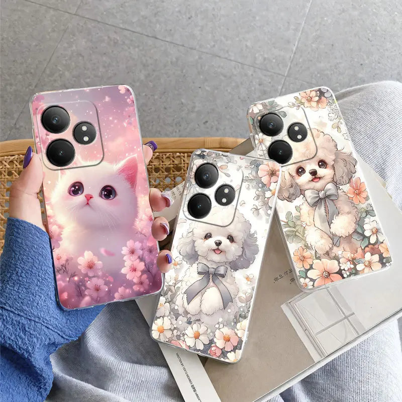 For Realme GT Neo 6 SE Neo6 6T Case Luxury Phone Case For Realme GT Neo6 SE Marble Flower Clear Soft Silicone Protective Cover - Caseverse