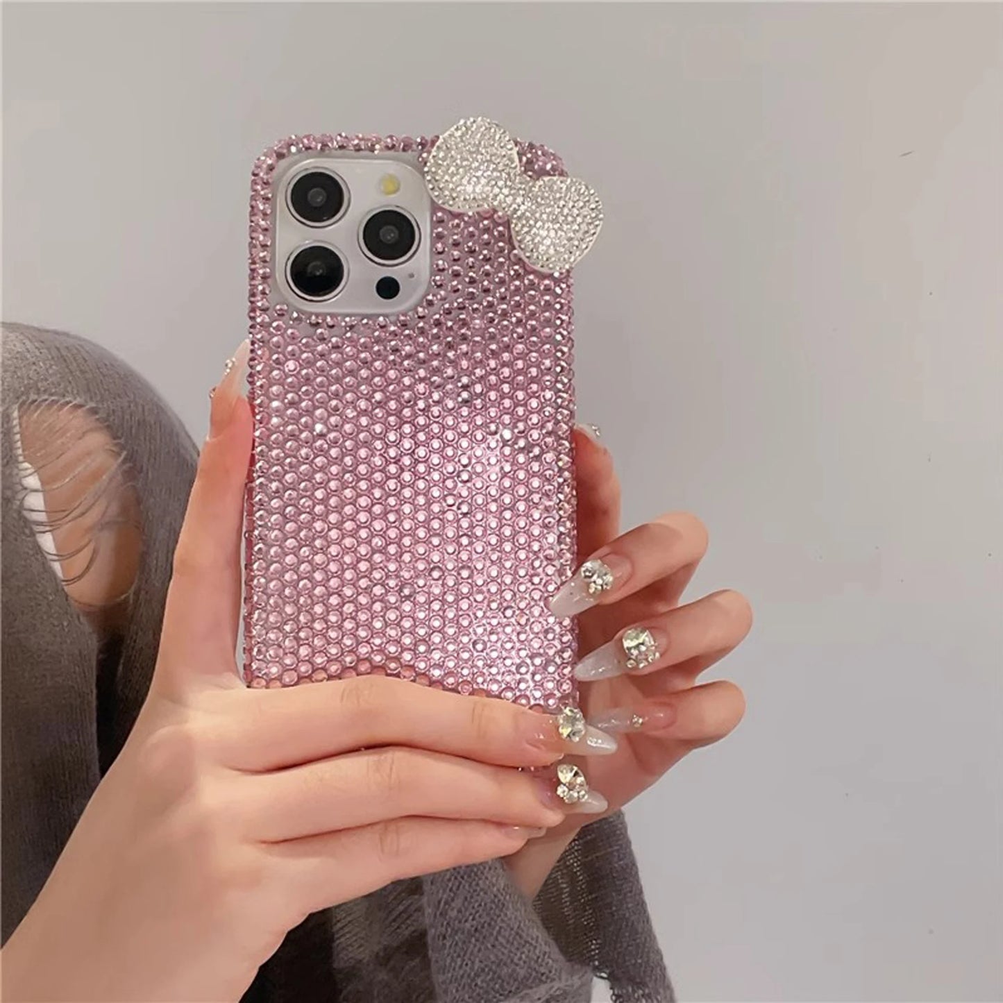 Premium Cute Full Diamond Bow Phone Case Stylish Phone Accessories for iPhone 16 15 14 13 12 11 Pro Max