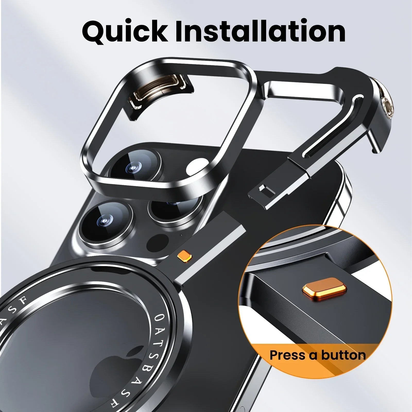 Oatsbasf Z Shape Metal Phone Case for iPhone15 /16 Pro Max Phone Protective Cover Shockproof Bumper w/360° Rotation Holder Caseverse