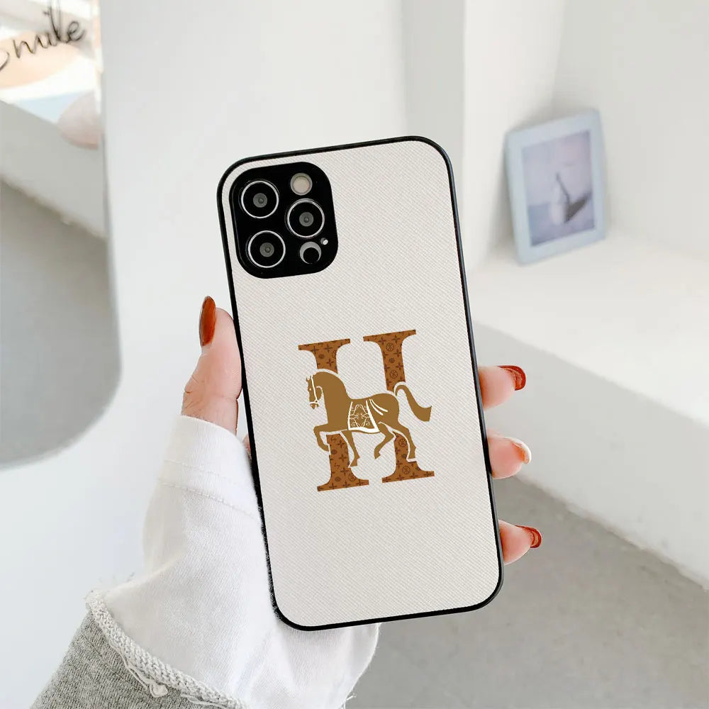 Classic Horse H Cross Leather Fashion Case For Iphone 15 14 13 12 11 Pro Max Mini 7 8 Plus X Xs Xr Max Luxury Phone Cover Funda Caseverse