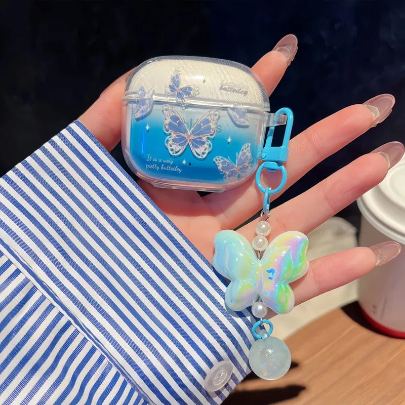 Suitable For Lenovo LP40 TWS Earphone Protective Case Cartoon Cherry Bow Headset Soft TPU Clear Earphone Cover With Keychain Caseverse