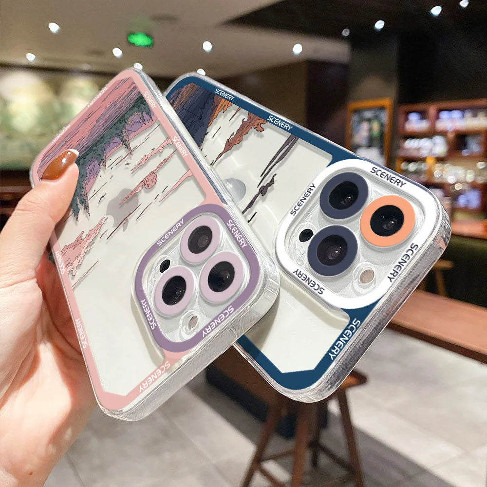 Scenery Sunset Phone Case For IPhone 11 14 12 13 Pro Max iphone11 14promax XR XS Max X 7 8 Plus SE 2020 Shockproof Clear Cover - Caseverse