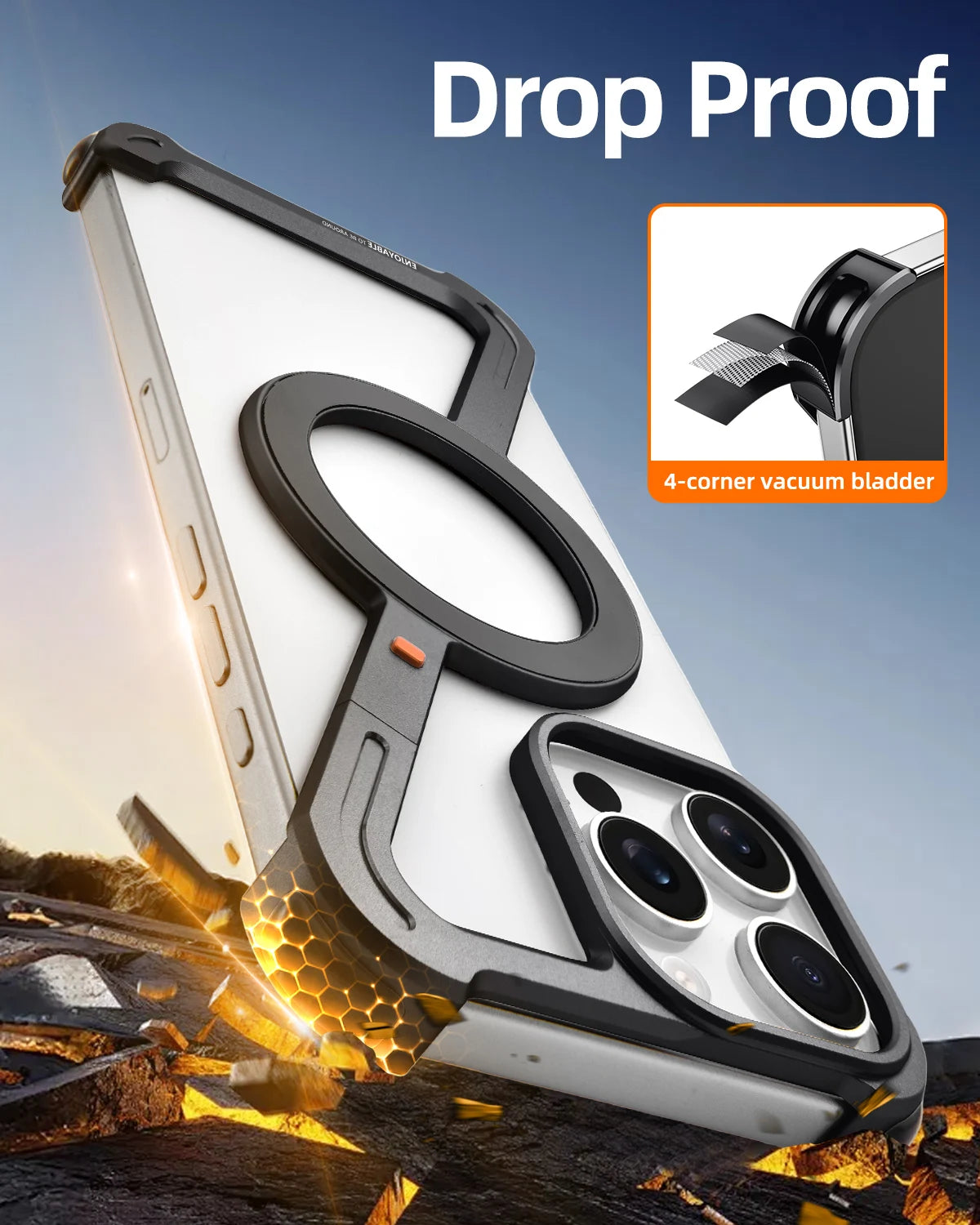 Eary Aluminum Alloy Z-Shape Phone Case for iPhone 16 Pro Max Metal Frameless Magnetic Bumper Minimalist Slim Protective Cover