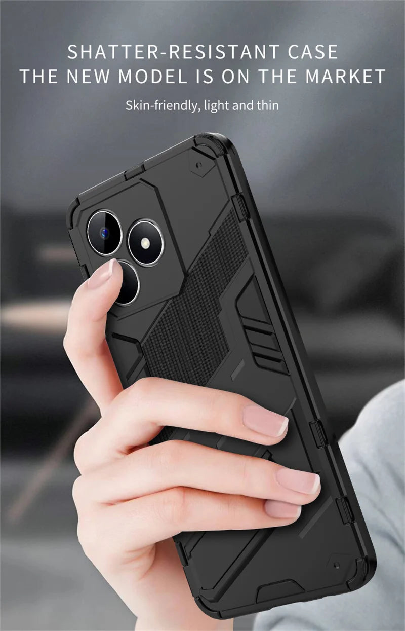 For Realmi C53 4G Case Shockproof Rugged Armor Phone Case For Realme C53 C 53 4G RMX3760 6.74" Magnetic Holder Stand Back Cover - Caseverse