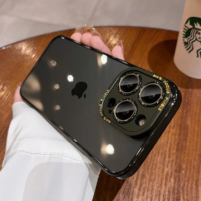 For iPhone 15 Pro Max Luxury Case Metal Camera Protection Transparent Armor Phone Cases for iPhone 12 13 14 Pro Max 14 Pro Plus Caseverse