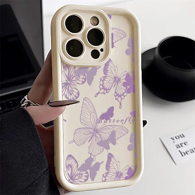 Cute Flower Phone Case For iPhone 11 Case iPhone 15 13 16 17 12 14 Pro Max XR X XS 7 8 Plus SE Anti-drop Shockproof Cover Funda