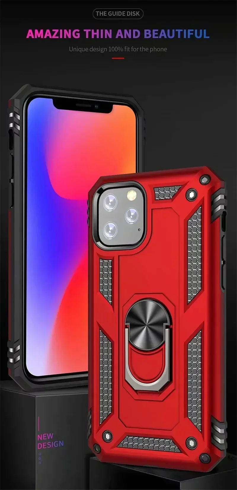 Armor Shockproof Case for iPhone 16 15 14 Plus 13 12 11 Pro Max Magentic Ring Finger Holder Military Grade Case for iPhone Cover - Caseverse