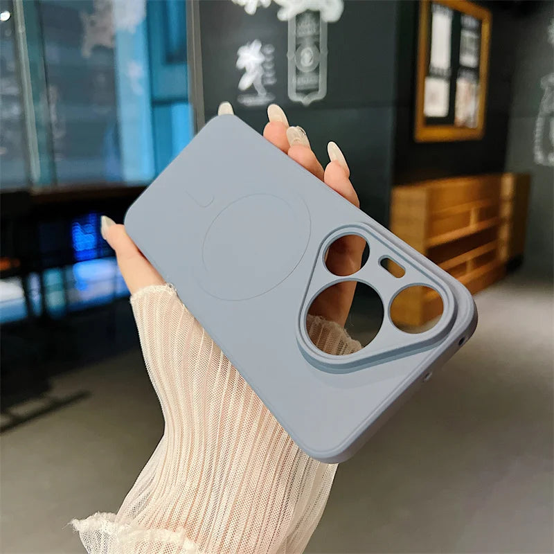 Silicone Magnetic Phone Case for Huawei Pura 70 Pro Plus Ultra Magsafe Wireless Charging Anti Drop Protective Cover Bumper - Caseverse