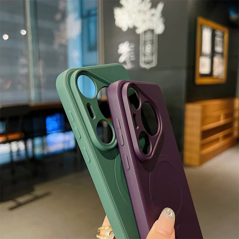 Silicone Magnetic Phone Case for Huawei Pura 70 Pro Plus Ultra Magsafe Wireless Charging Anti Drop Protective Cover Bumper - Caseverse