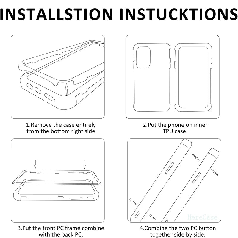 360 Full Body Phone Case For Xiaomi Redmi Note 13 12 Pro Plus 5G Note11s 4G Redmi Note 12 Turbo 5G Built Screen Protector Cover - Caseverse