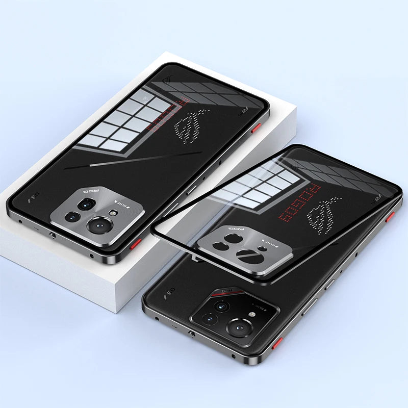 Metal Bumper Phone Case lock buckle For ASUS ROG Phone 9 Pro Single sided Tempered Glass Back Full Lens Protection Cover cases