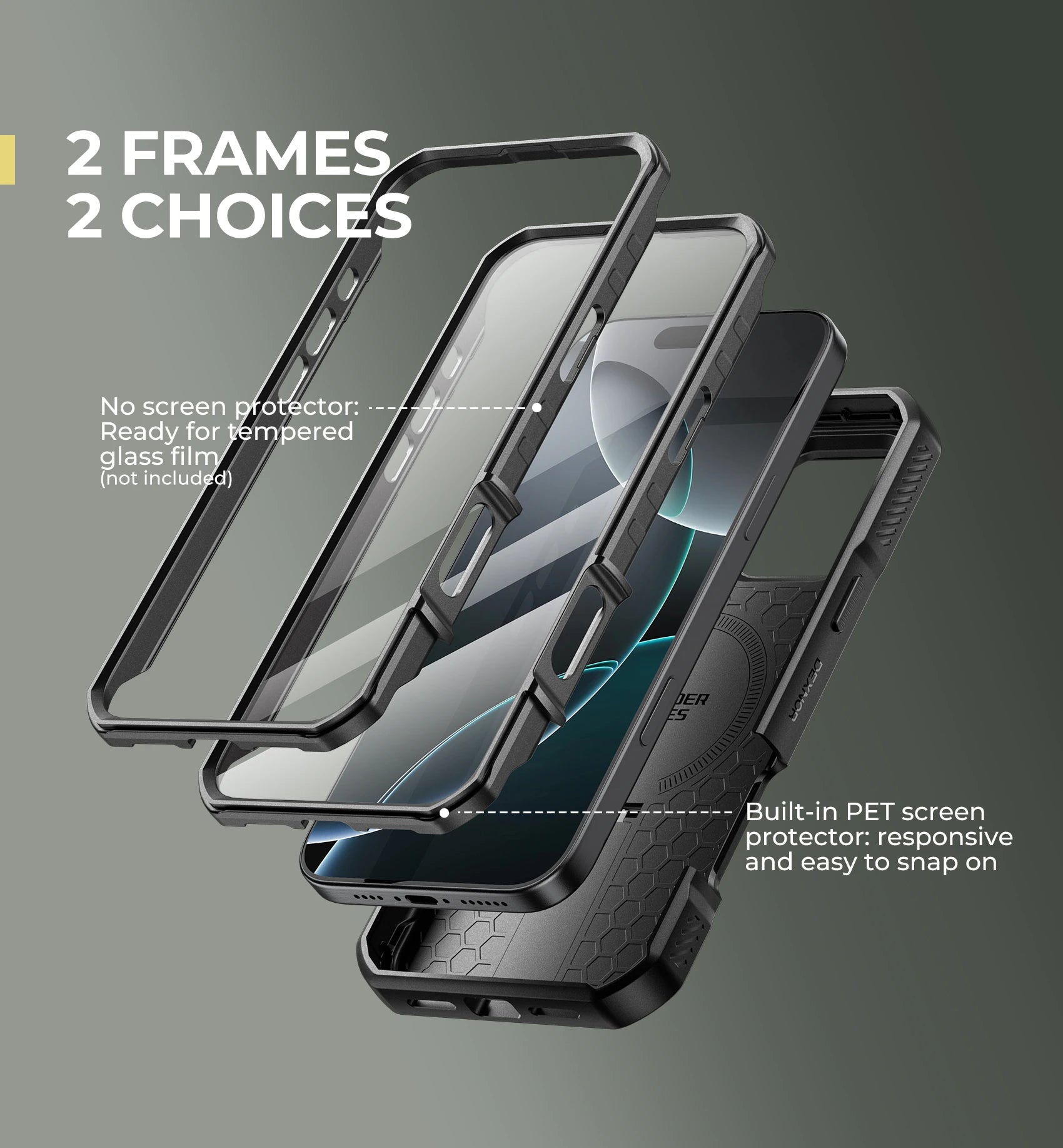 For iPhone 16 Pro Max Rugged Armor Shockproof Case with Built-in Sliding Camera Cover and Built-in Screen Protector Kickstand - Caseverse