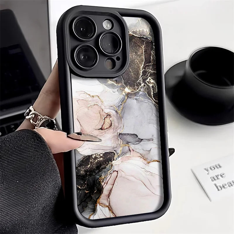 Marble Case For iPhone 16 Pro Max Case iPhone 13 11 12 15 14 Pro Max XR XS 7 8 Plus SE Shockproof Soft TPU Silicone Phone Cover - Caseverse