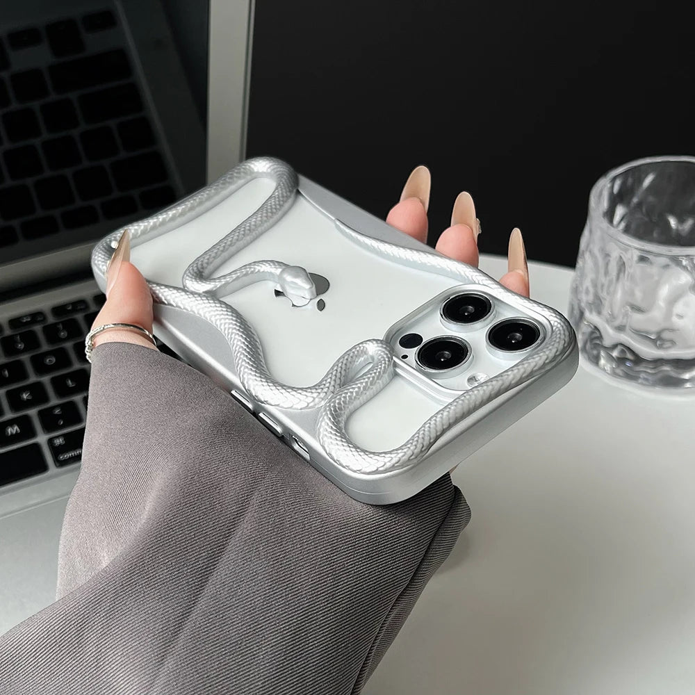 Cool 3D Snake Hollow Dissipate Heat Phone Case For iPhone 15 14 13 12 11 16 Pro Max Luxury Shockproof Soft Silicone Cover - Caseverse