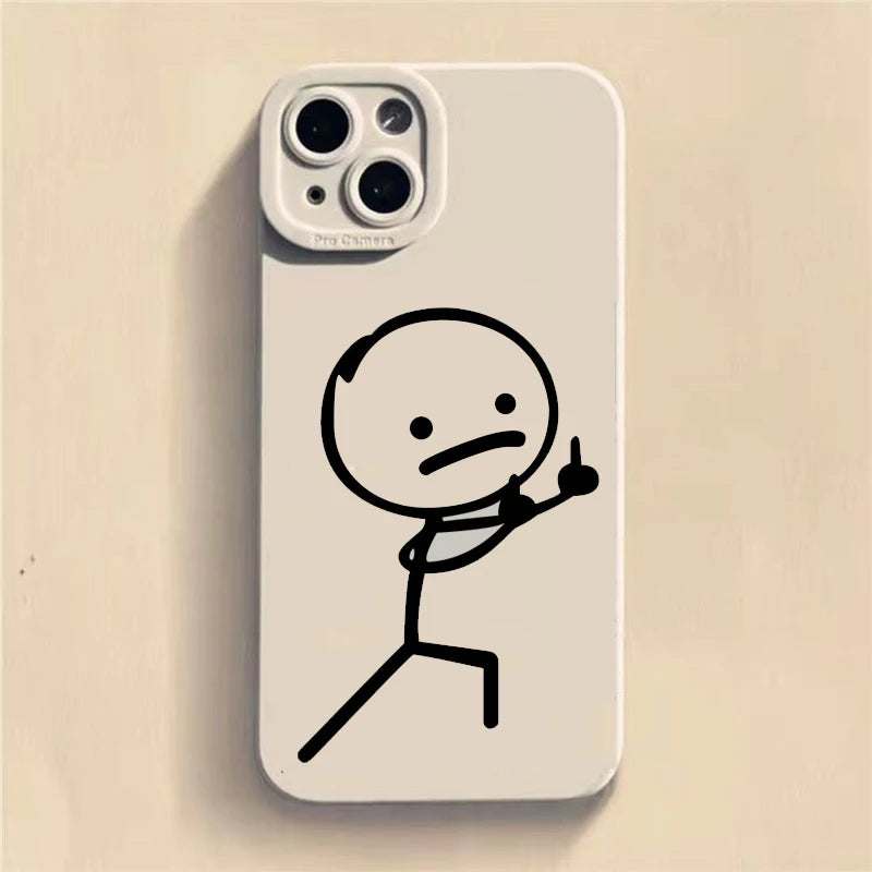 Cute Cartoon Matchman Matte Silicone Phone Case For iPhone 16 15 Soft Back Cover - Caseverse