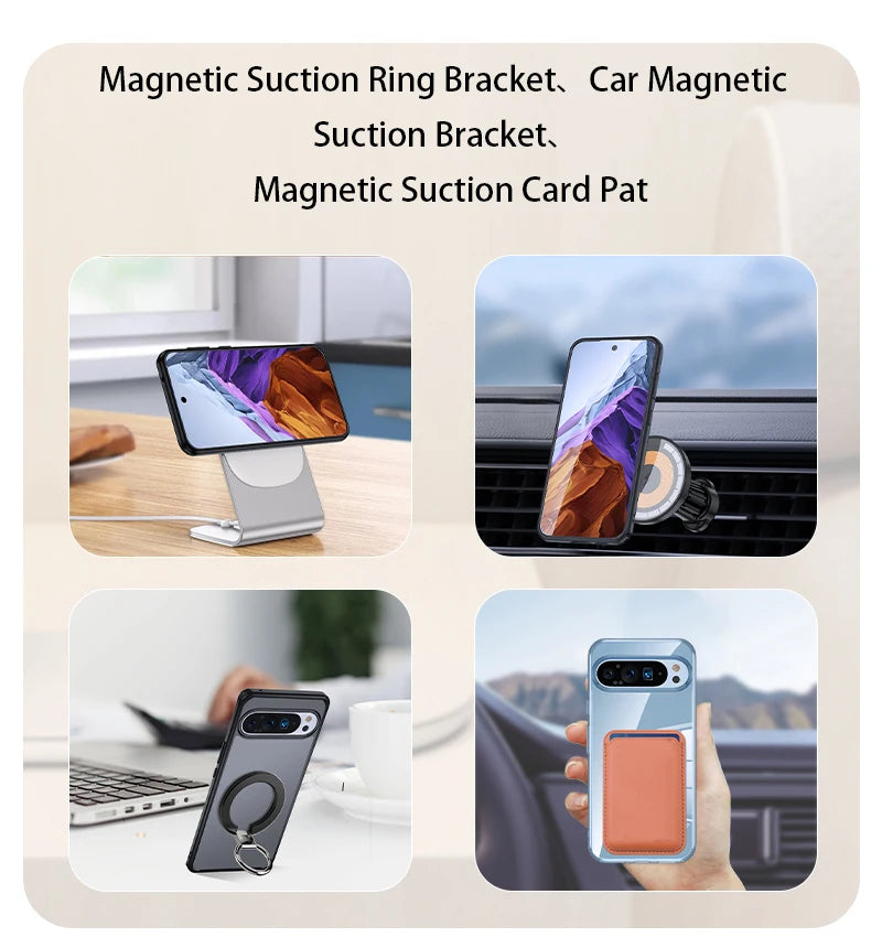 For Google Pixel 9 Pro XL 8 7 Pro 8a 7a Magsafe Case Matte White & Clear Wireless Charging Shockproof Magnetic Armor Cover Caseverse