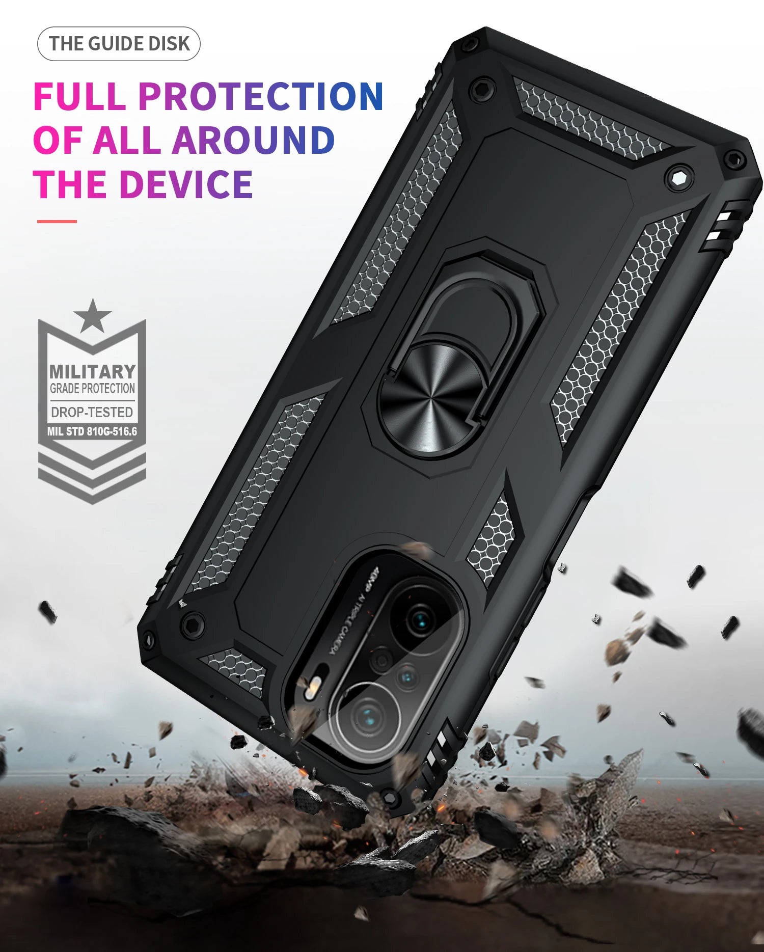 Cover Case for POCO F3 Armor Rugged Military Shockproof Ring Holder Magnet Phone Case for Xiaomi POCO F3 F 3 5G - Caseverse