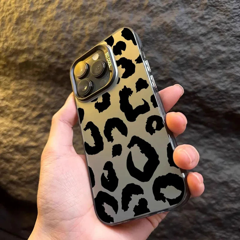 Leopard Print Electroplate Silver Phone Case for Xiaomi 14T Pro Cases Mi 13 12 11 Lite 14 13T 12T Poco M6 X5 X6 F5 F6 Pro Cover - Caseverse