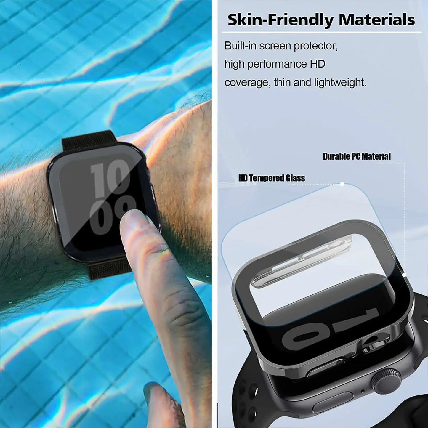 Electroplating Waterproof Case for Apple Watch Cover 41mm 40mm 45mm 44mm Screen Protector Glass Bumper iWatch 4 5 6 SE 7 8 9