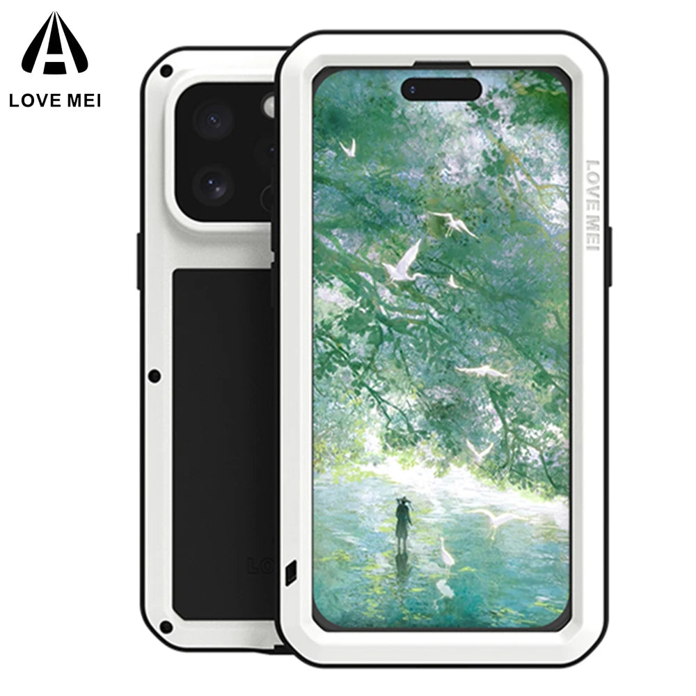 Original LOVE MEI Metal Armor For iphone 16 Pro Max Case 15 Plus 14 Military Grade Silicone Shockproof Cover Built-in Protector - Caseverse