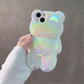 Luxury laser cute 3D bear anti-drop bumper shockproof phone case for iPhone 11 12 13 14 Pro Max shockproof Soft silicone cover - Caseverse
