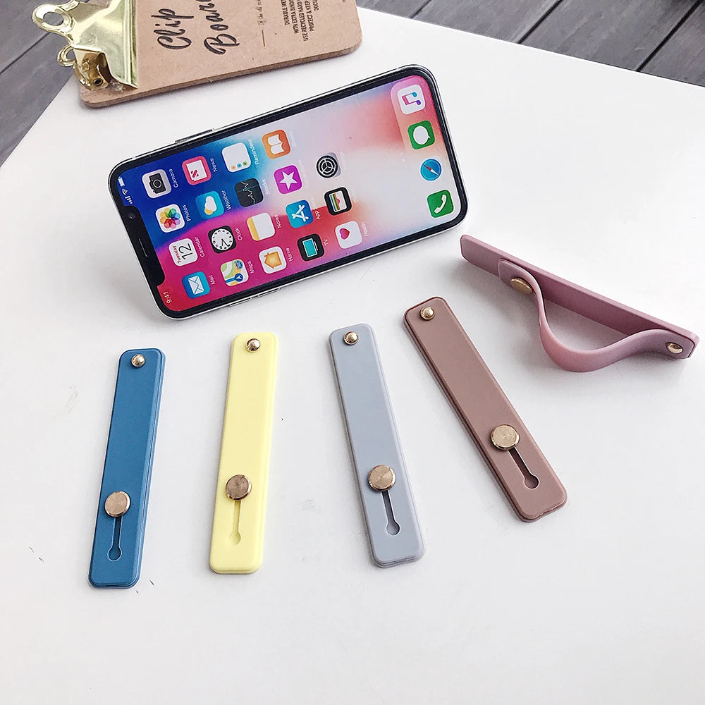 Push Pull Rainbow Phone Grip Silicone Phone Stand Finger Ring Holder Finger Strap Bracket Portable Telescopic Wrist Band - Caseverse