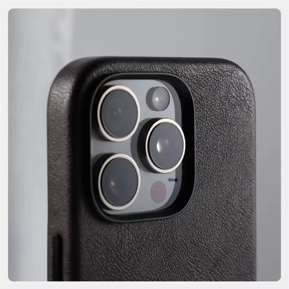 Luxury Business Vintage Leather Magnetic Phone Case for IPhone 16 Plus 15 14 13 12 Pro Max Metal Camera Frame Shockproof Cover Caseverse