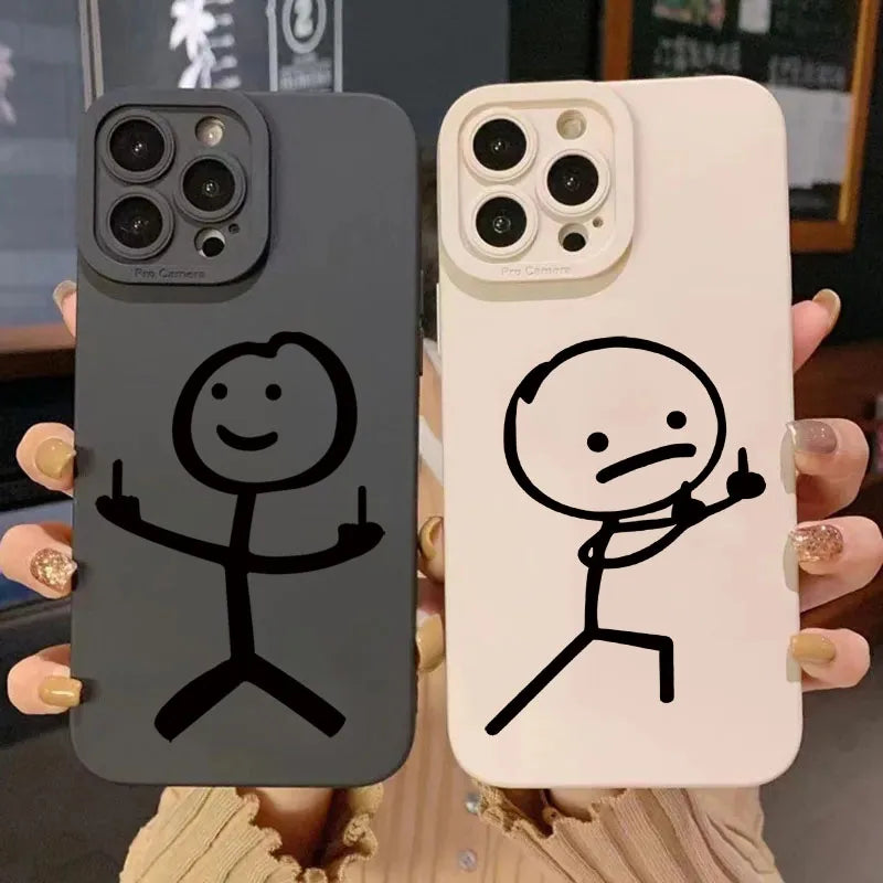 Cute Cartoon Matchman Matte Silicone Phone Case For iPhone 16 15 Soft Back Cover - Caseverse