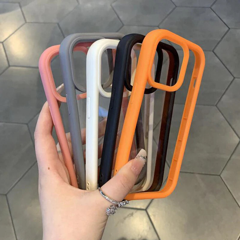 Matte Titanium gray rugged silicone case for iPhone 16 15 14 13 12 11 Pro Max thicken shockproof transparent hard phone cover Caseverse