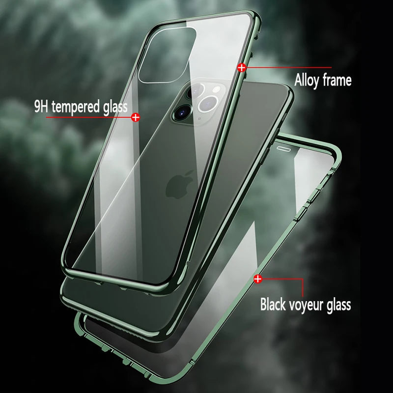 360 Metal Magnetic Case For iPhone 13 12 Mini 11 12 13 14 Pro Max Cases For iPhone X XR XS MAX 7 8 6 6S Plus SE 2020 Cover Coque Caseverse