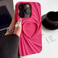 Fashion Fold Wrinkle 3D Love Heart Phone Case For iPhone 13 14 15 Pro Max 16 Plus 11 12 ProMax Soft Matte Silicone Full Cover - Caseverse