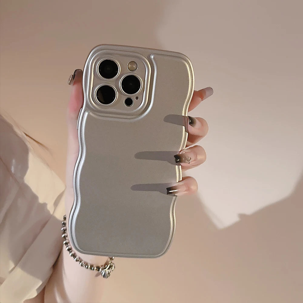 New Men Women Wave Phone Case For iPhone 12 13 14 15 16 Pro Max Shockproof Dissipate Heat Silicone Soft Cases Protective Shell - Caseverse