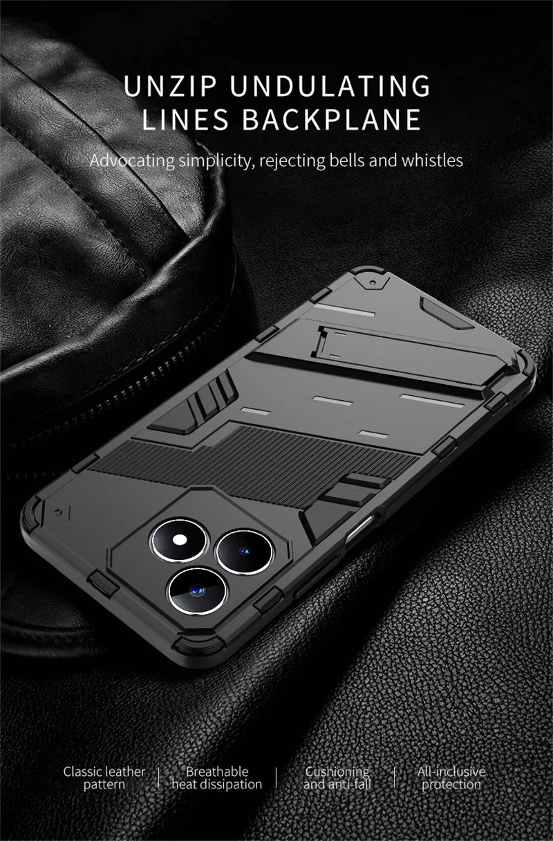 For Realmi C53 4G Case Shockproof Rugged Armor Phone Case For Realme C53 C 53 4G RMX3760 6.74" Magnetic Holder Stand Back Cover - Caseverse