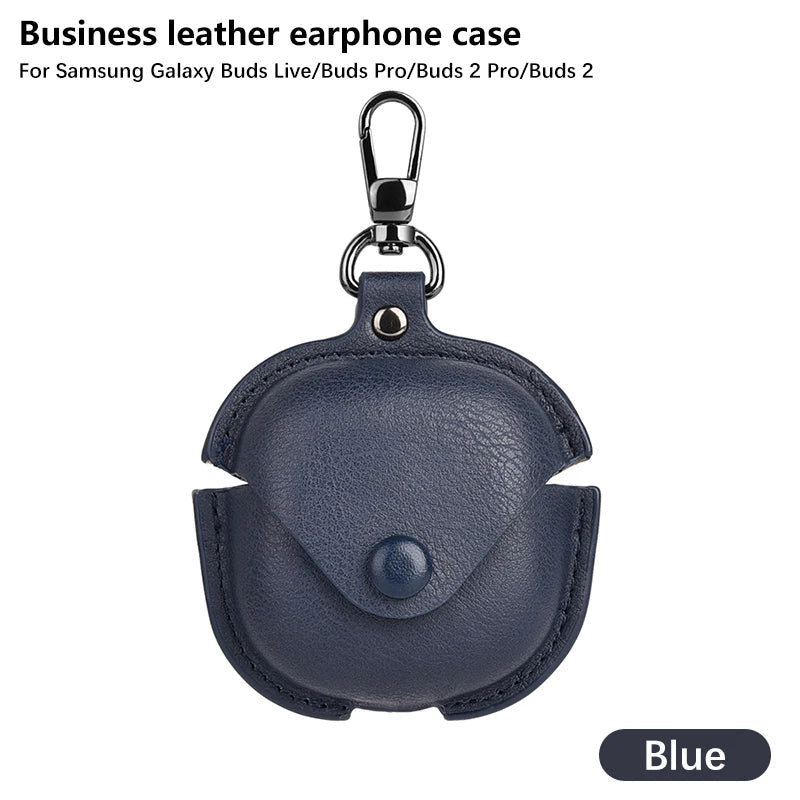 Luxury Leather Case For Samsung Galaxy Buds 2 Pro Buds Live Buds FE Case Bluetooth Wireless Headphones Protective Cover Keychain Caseverse
