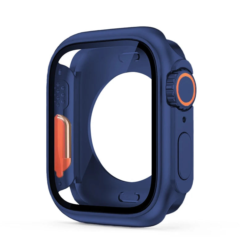 Case for Apple Watch Cover 44mm 45mm 40 41mm Appearance Change To Ultra Tempered Glass Screen Protector Cover iWatch 9 8 7 6 se