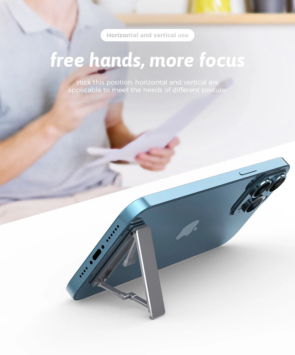 Metal Folding Phone Holder Alloy Invisible Back Stick Phone Desktop Holder Portable Mobile Support Phone Stand for iPhone Xiaomi - Caseverse