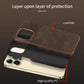 Retro Cowhide Phone Case for iPhone 16 15 13 14 Pro Max 16Pro 14Pro 15Pro Luxury Crazy Horse Genuine PULL-UP Leather Back Cover Caseverse