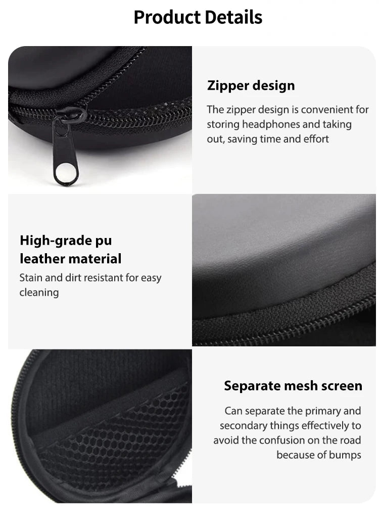 Bluetooth Headset Headphone Hard Case for Wired Earphones Storage Bag Case Portable Travel Shockproof Earbuds Carrying Pouch Bag Caseverse