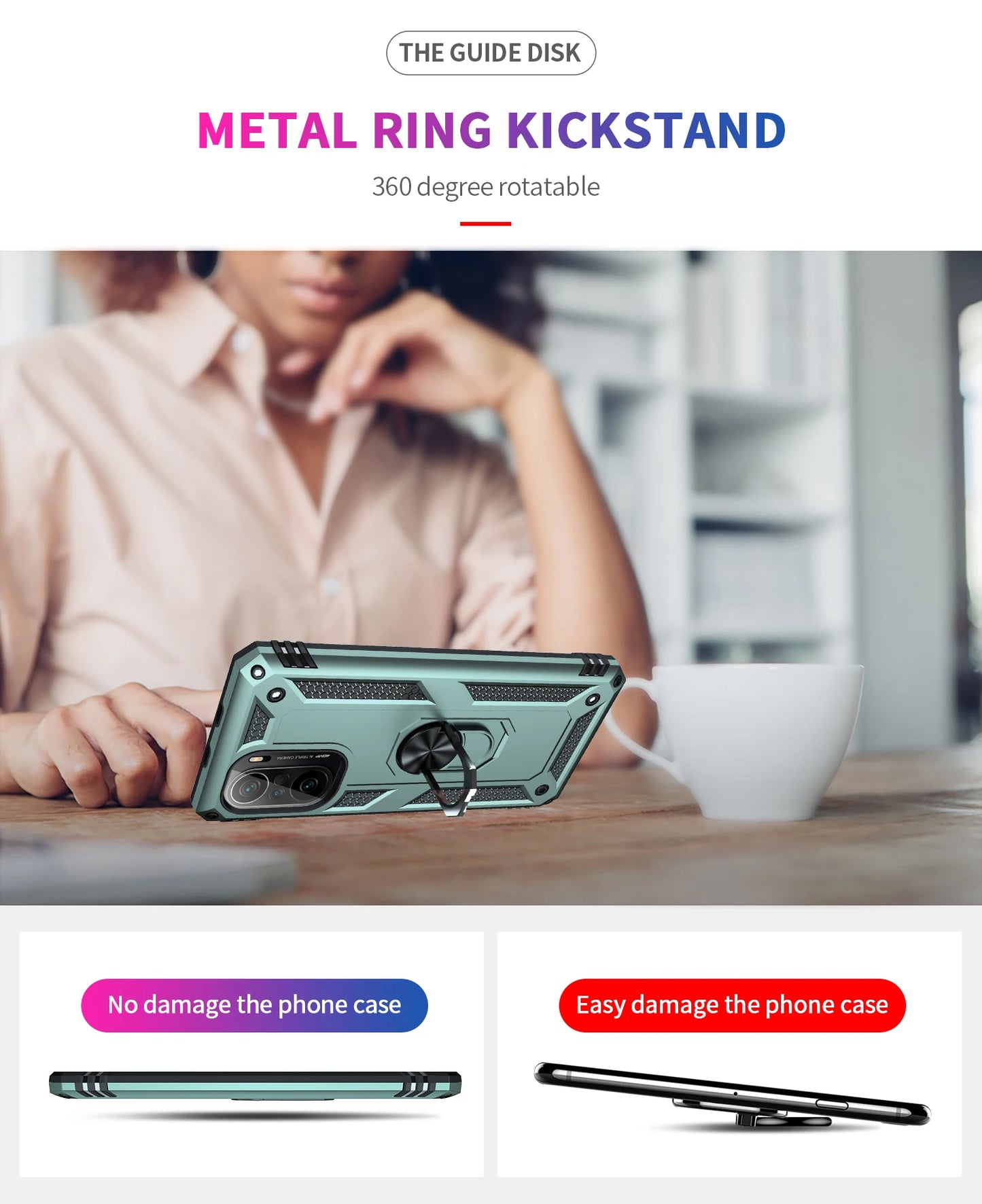 Cover Case for POCO F3 Armor Rugged Military Shockproof Ring Holder Magnet Phone Case for Xiaomi POCO F3 F 3 5G