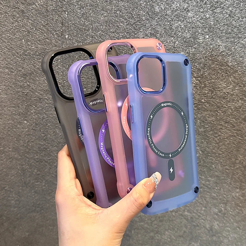 Military grade shockproof magsafe charging phone case for iPhone 15 14 13 12 Pro Max magnetic thicken corner silicone back cover - Caseverse