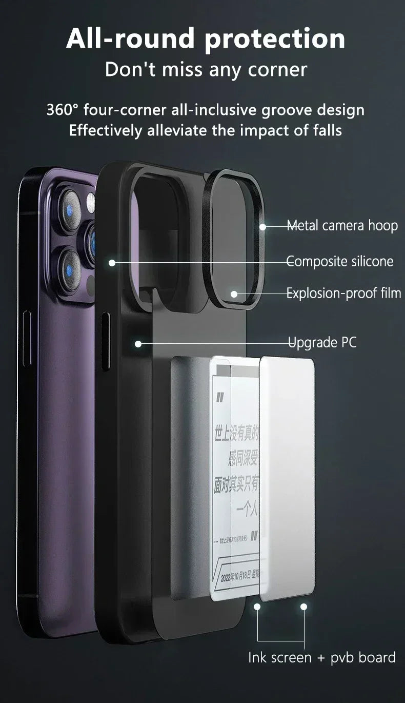 Smart E-ink Screen Phone Case for IPhone 13 14 15 Pro Max NFC Refesh Photo Anime Characters Boy Girl Luxury Silicone Phone Cover - Caseverse